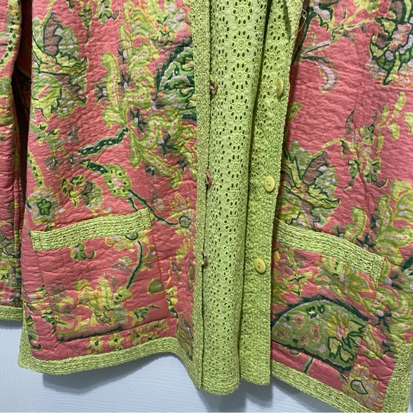 Provence D'Amour Reversible Jacket Women Size XL Cotton Quilted Eyelet Pink - Picture 9 of 9